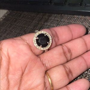 Elegant Stainless Black and Diamond Ring